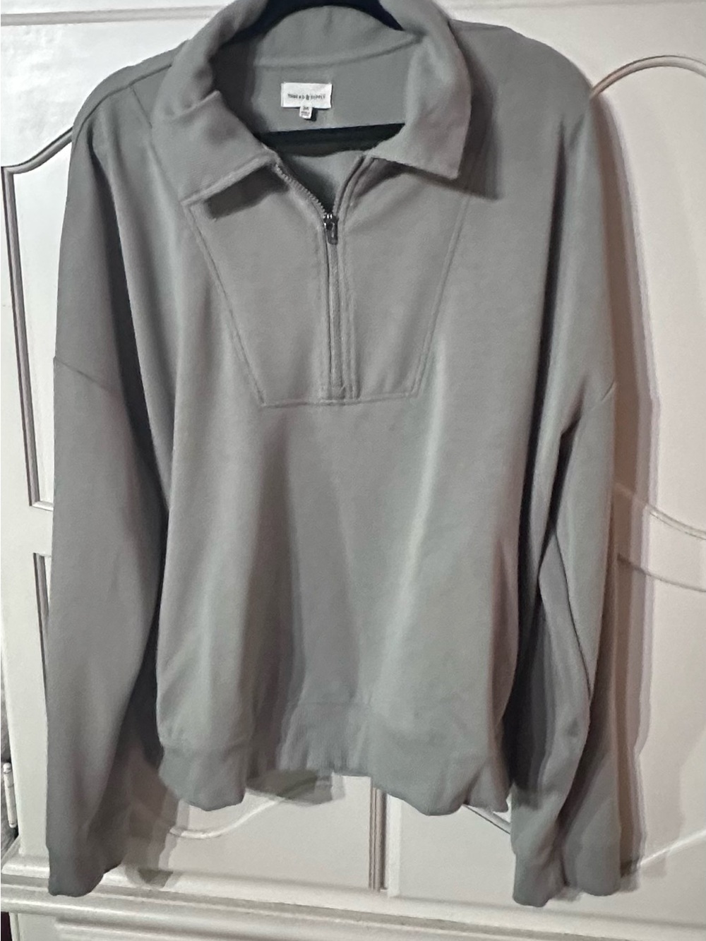 Women’s Quarter-Zip Pullover Sweater - Sage Green-Gray
